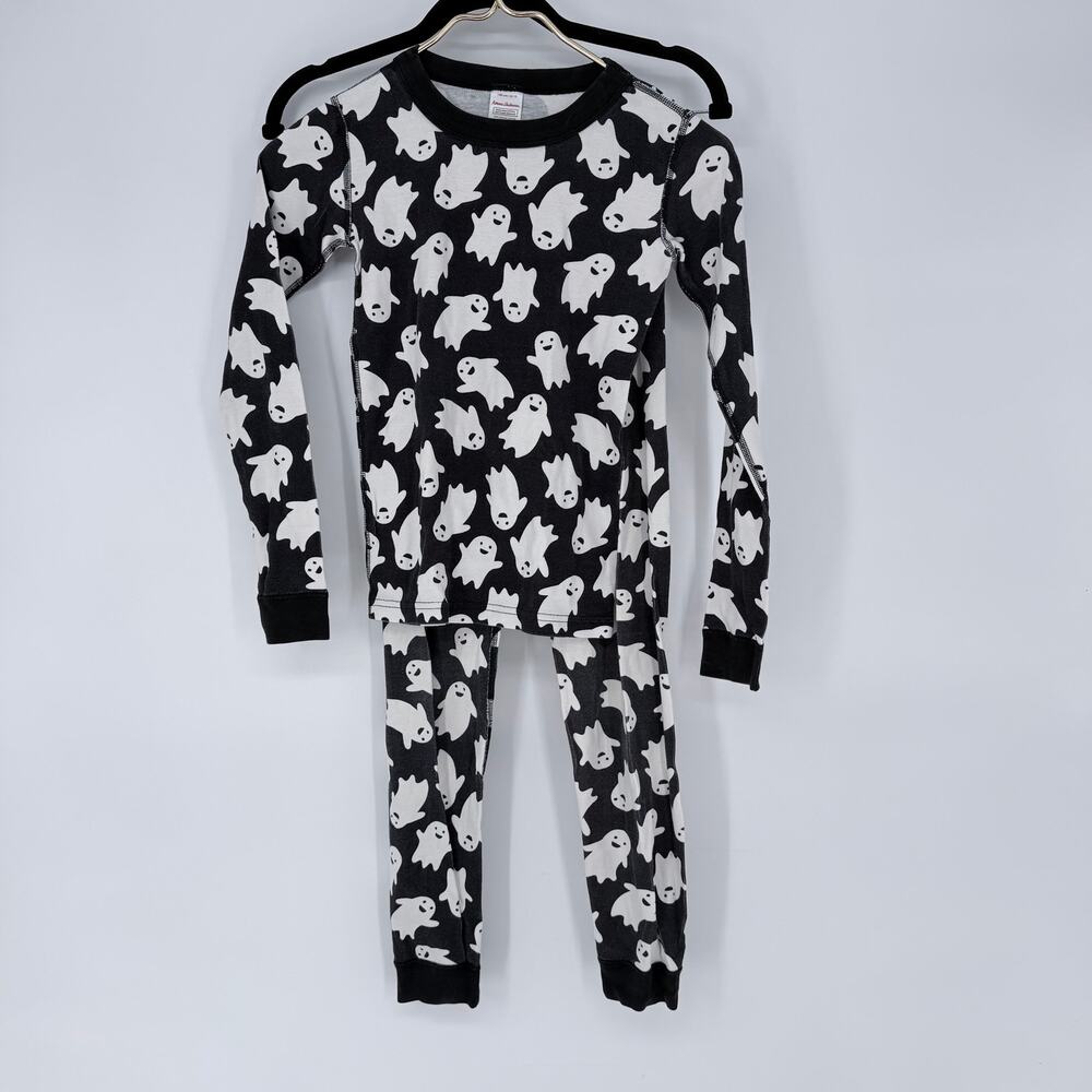 Hanna Andersson Halloween Ghost Pajama Set Kids Size 10 Black White Cotton
